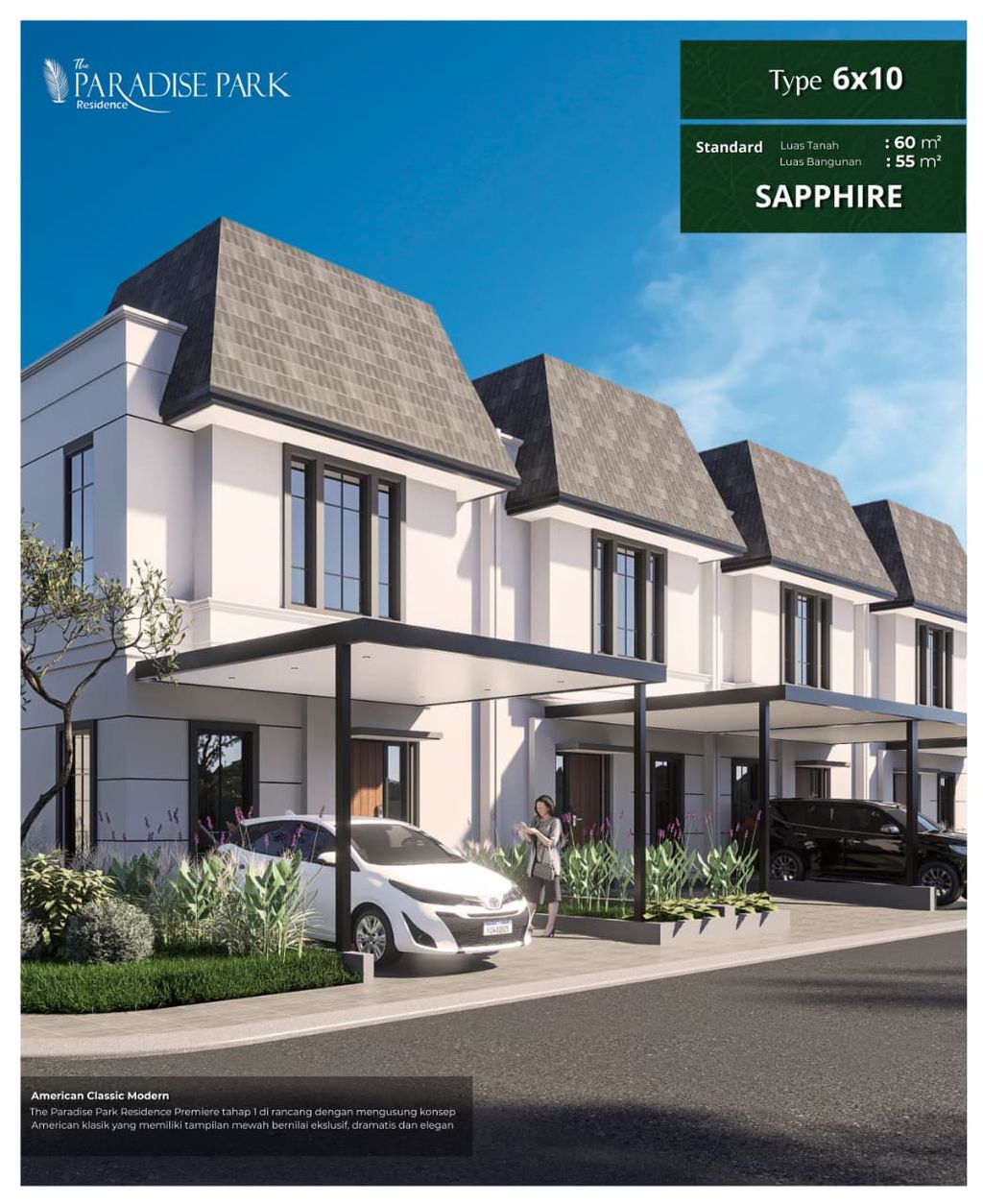 foto tampak rumah tipe Shappire perumahan the Paradise Park Residence Premiere