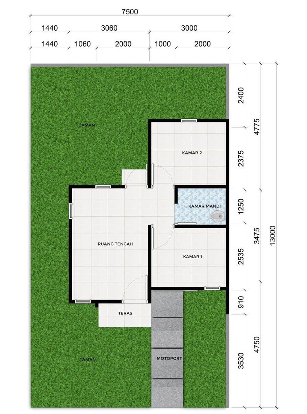foto denah rumah tipe 32/117 perumahan PERUMAHAN MAHAKAM GRANDE