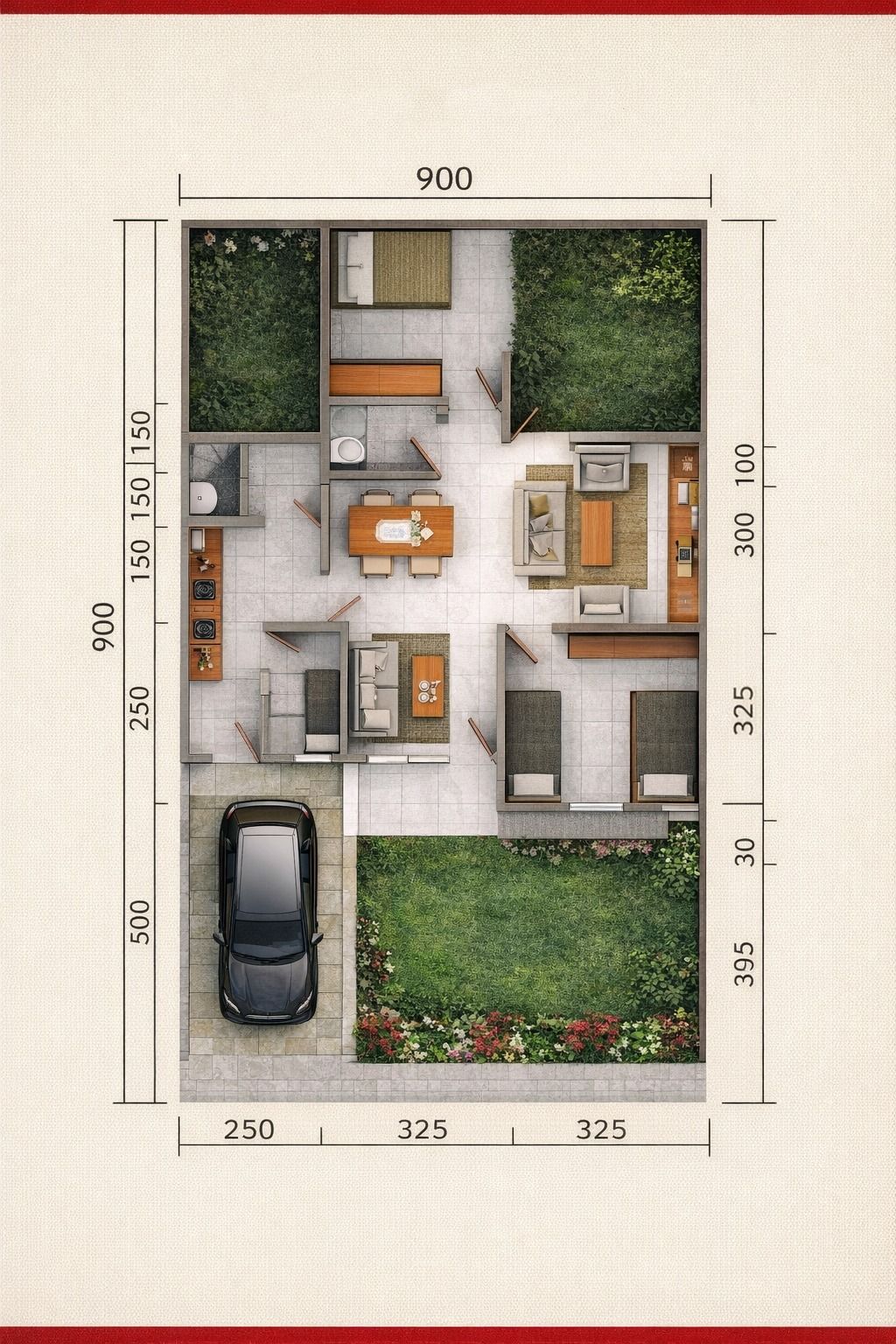 foto denah rumah tipe 68/288 perumahan Grand Victoria 1