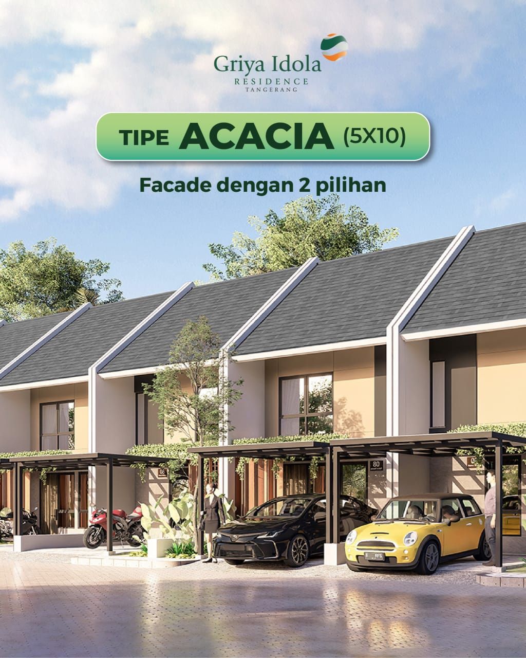 foto tampak rumah tipe ACACIA 2 LT perumahan GRIYA IDOLA RESIDENCE TANGERANG