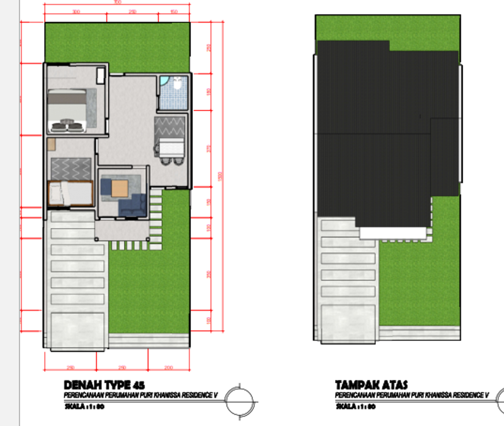 foto denah rumah tipe 45 perumahan PURI KHANISSA RESIDENCE V