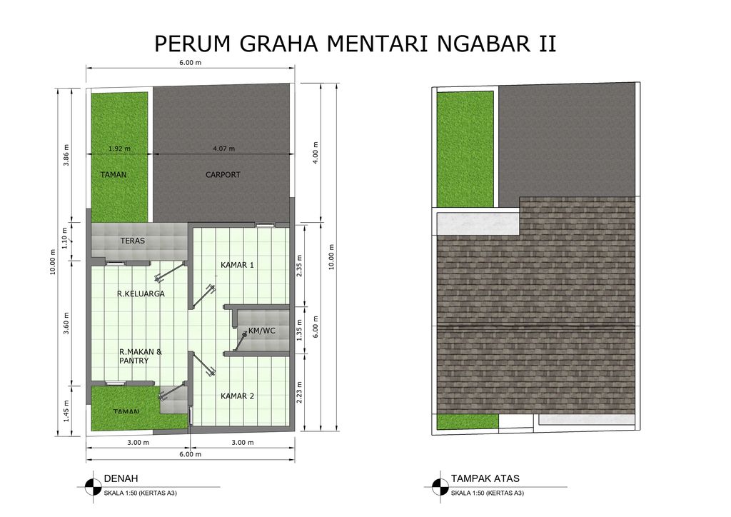 foto denah rumah tipe 30/60 perumahan PERUMAHAN GRAHA MENTARI NGABAR 2