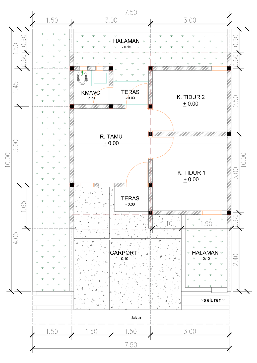 foto denah rumah tipe E31-1 (Fr-2026) perumahan Kepuren Residence (Kepuren)