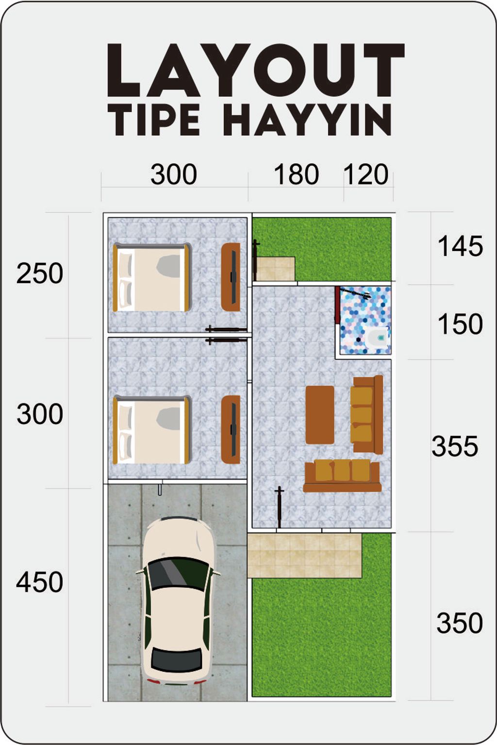 foto denah rumah tipe Hayyin perumahan AquilaValley