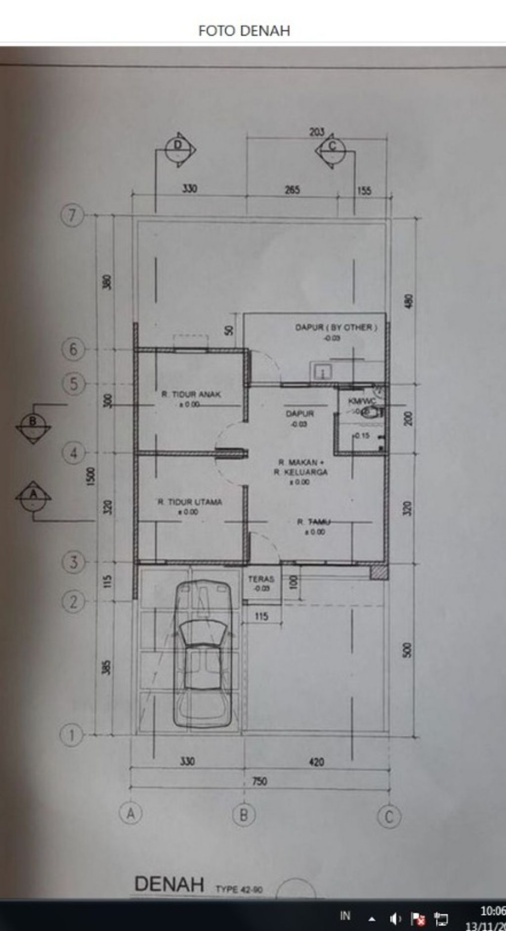 foto denah rumah tipe 42/157 perumahan GREEN HARMONI RESIDENCE