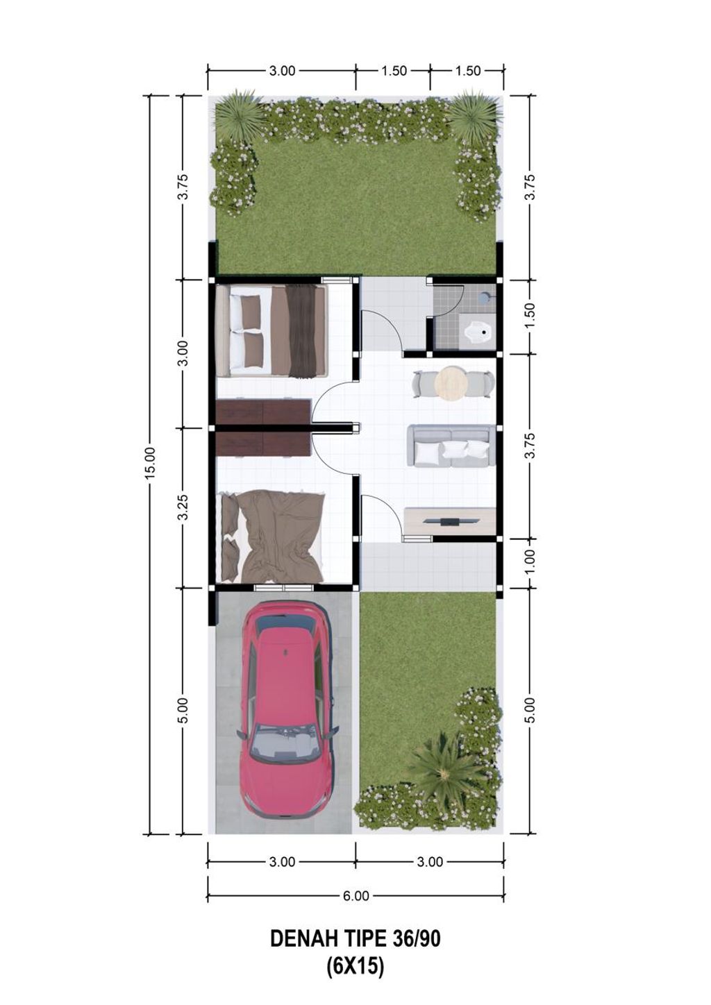 foto denah rumah tipe Kyoto perumahan THE QUALITY HARMONY