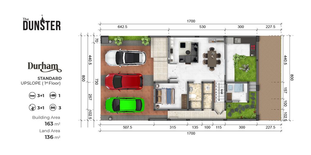 foto denah rumah tipe DURHAM perumahan ROYAL TAJUR RESIDENCE, CLUSTER DUNSTER