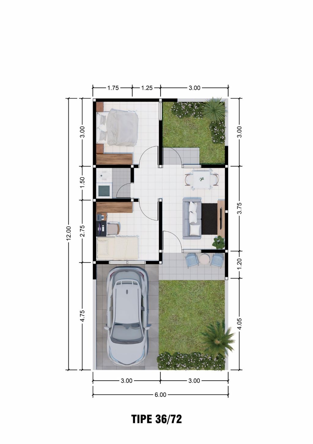 foto denah rumah tipe Narita perumahan THE QUALITY HARMONY