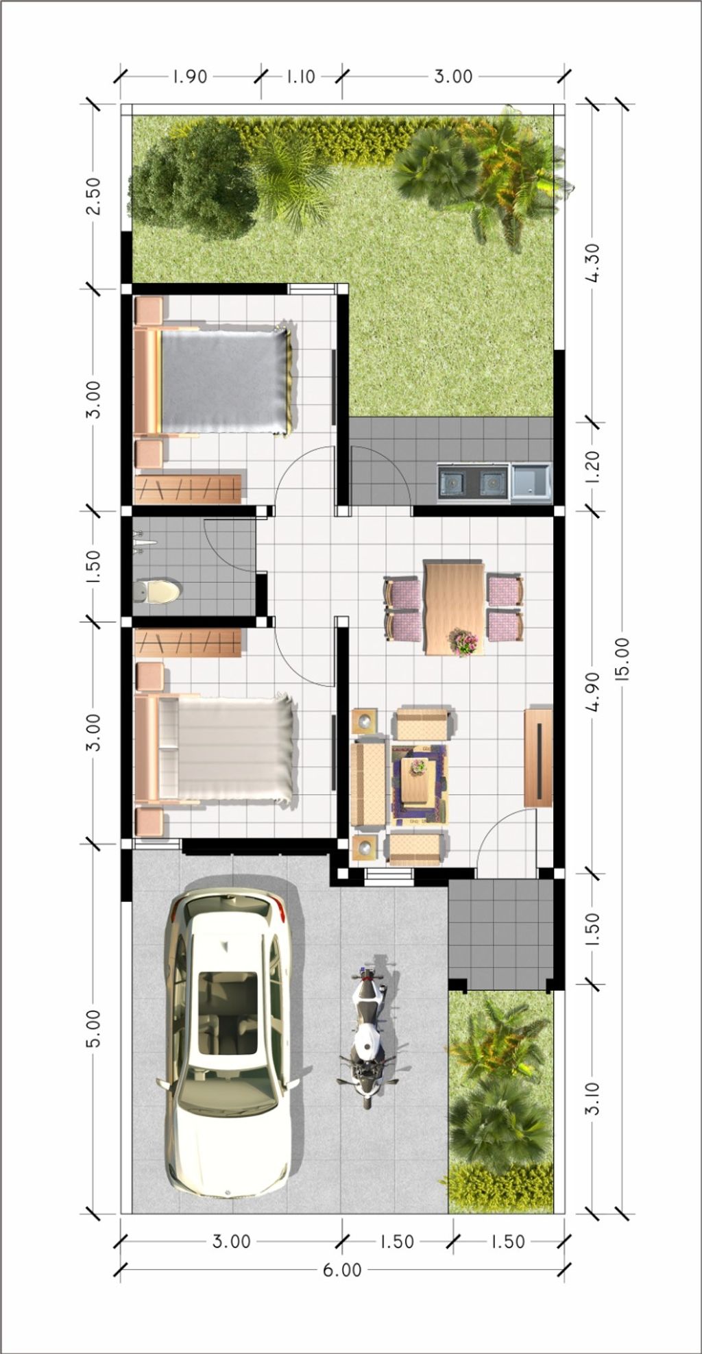 foto denah rumah tipe Osaka perumahan THE QUALITY HARMONY