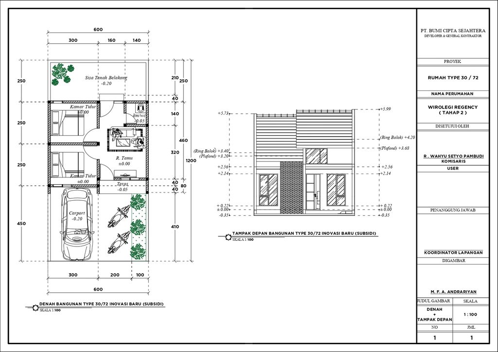 foto denah rumah tipe 30 perumahan WIROLEGI REGENCY
