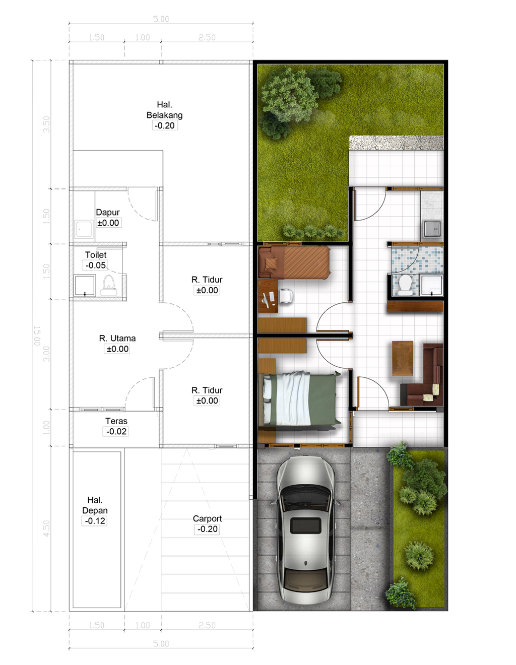 foto denah rumah tipe 31/75 (350) Dahlia 1 No 2 perumahan Alam Sanggar Indah