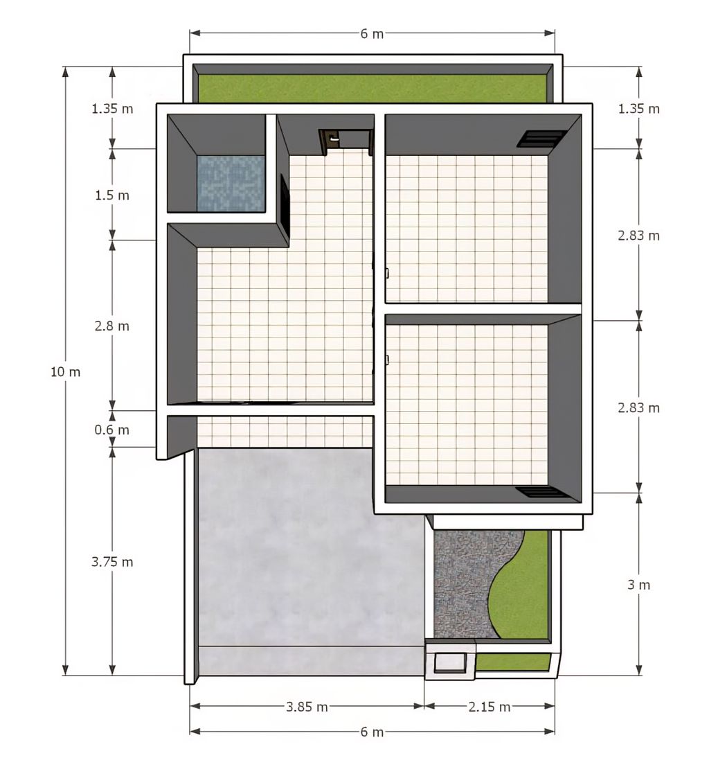 foto denah rumah tipe 30/60 perumahan GRHA NUSANTARA KUNCEN
