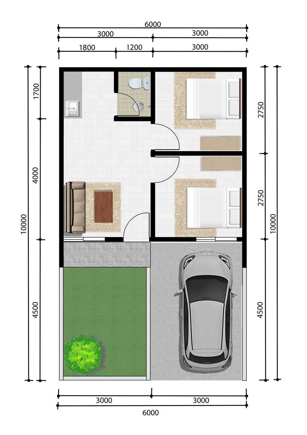 foto denah rumah tipe 38 perumahan PANDANARAN AVENUE