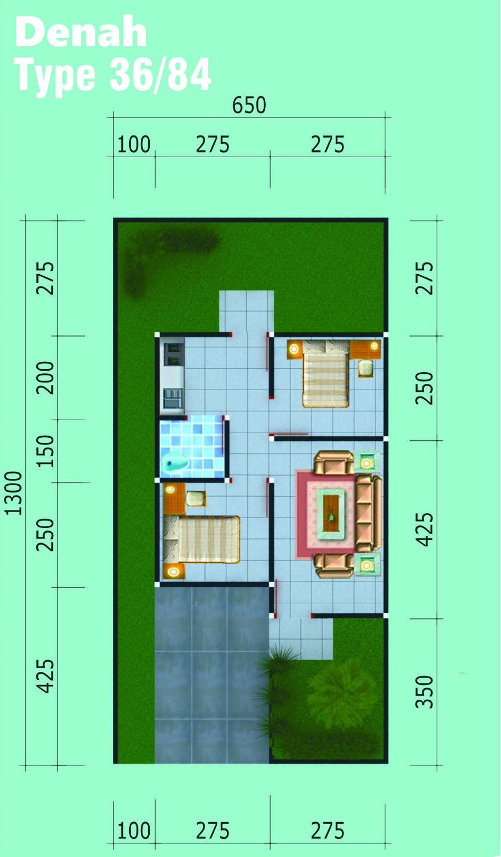 foto denah rumah tipe RSH 36M perumahan CASSANDRA RESIDENCE 8