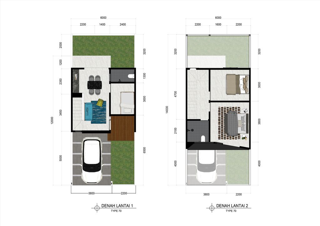 foto denah rumah tipe 70 perumahan DATARAN HIJAU 2