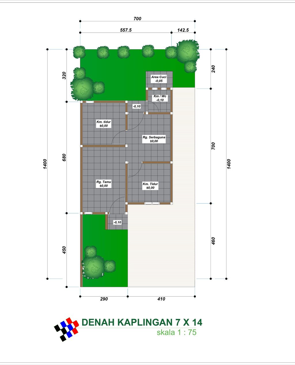 foto denah rumah tipe 36/98 perumahan Mafelindo Land Lapatta