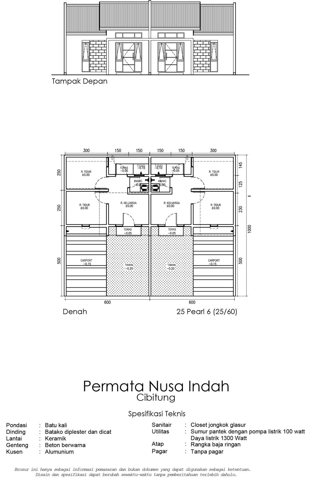 foto denah rumah tipe 25 PEARL perumahan PERMATA NUSA INDAH