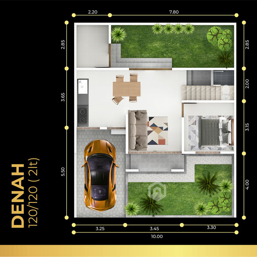 foto denah rumah tipe CHANDRA B4 HOOK 120/119 perumahan Graha Arkananta
