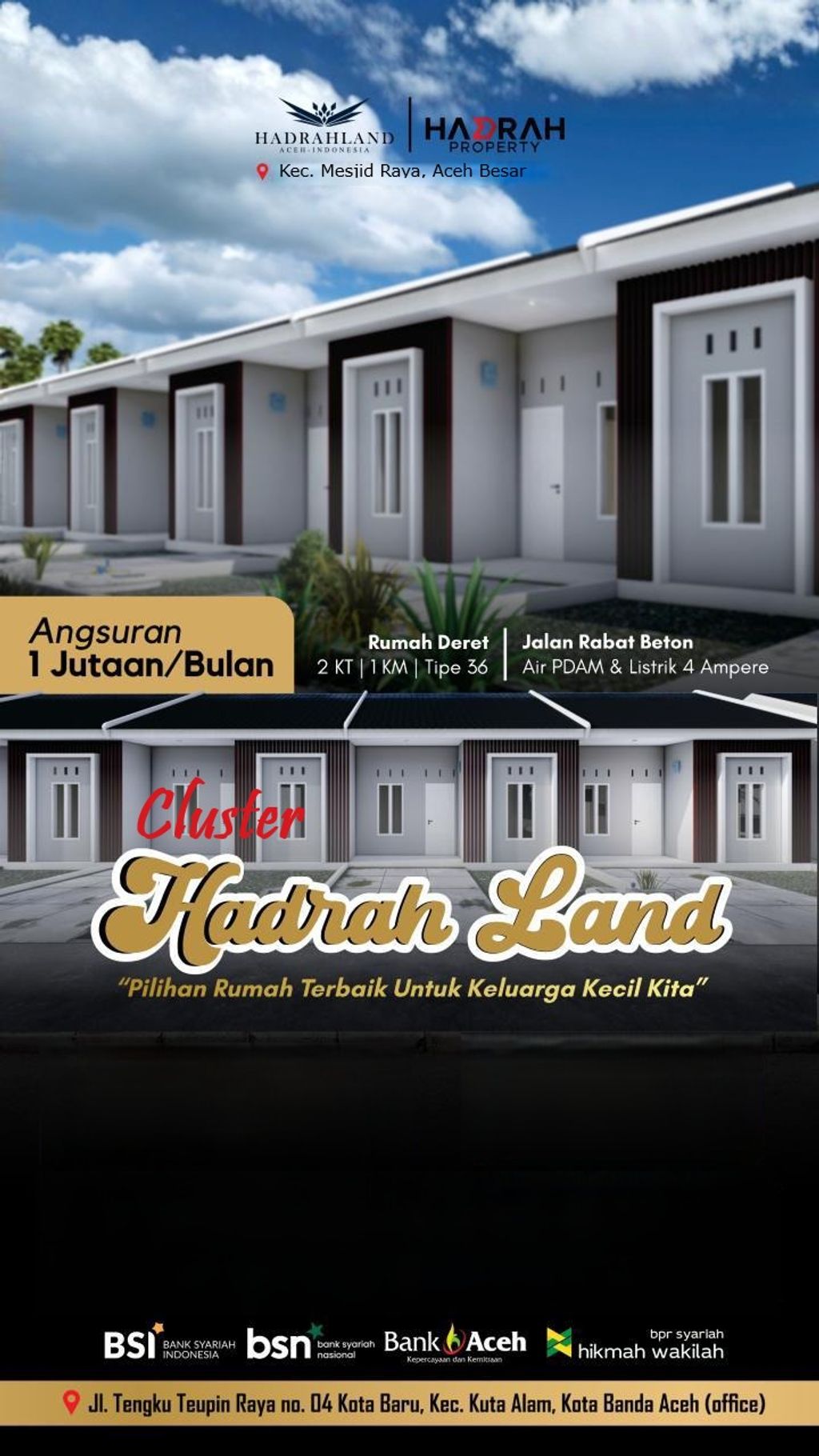foto tampak rumah tipe 36 perumahan CLUSTER HADRAH LAND