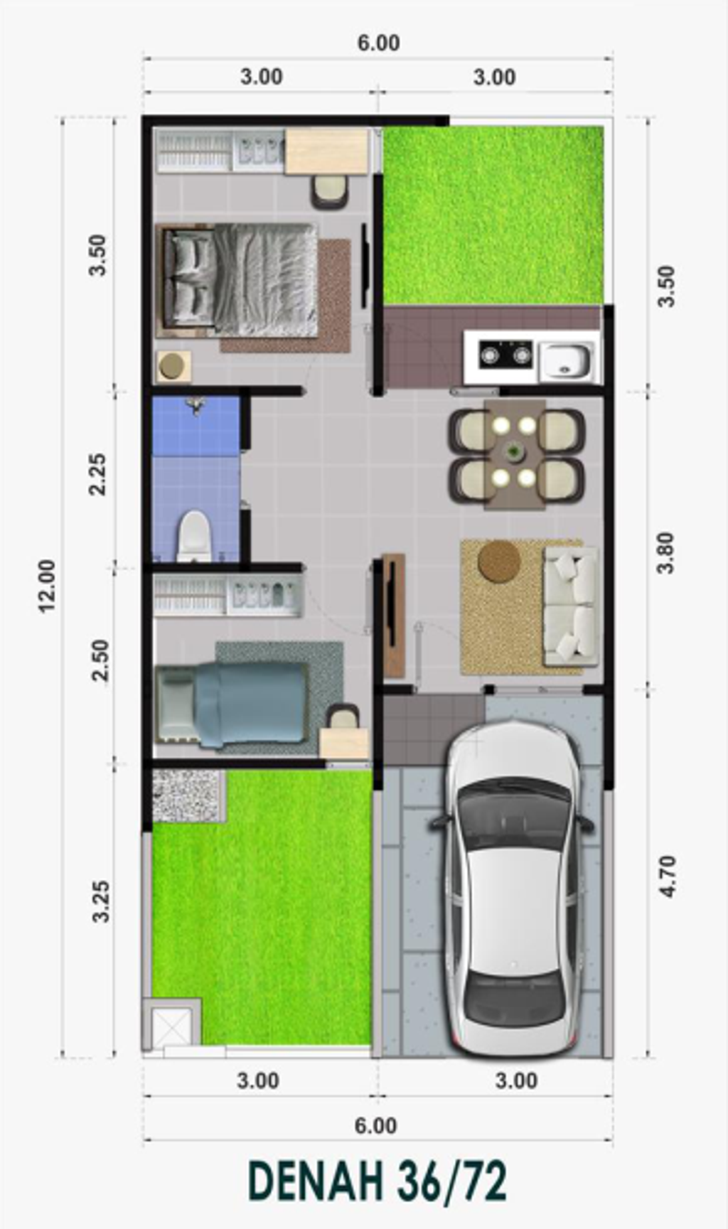 foto denah rumah tipe Lost Tropic 36/72 perumahan Perumahan Grand Graha Selaras (Tahap I)