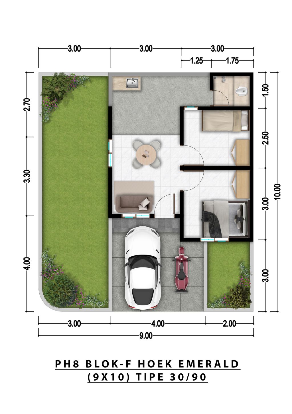foto denah rumah tipe 30/90 DPP 403.500.000 KATALINA perumahan PERUMAHAN PURI HARMONI 8 EXTENSION TAHAP 2