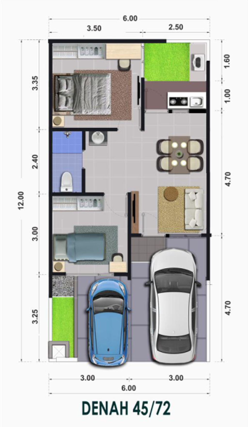 foto denah rumah tipe Green Tropic 45/72 perumahan Perumahan Grand Graha Selaras (Tahap I)
