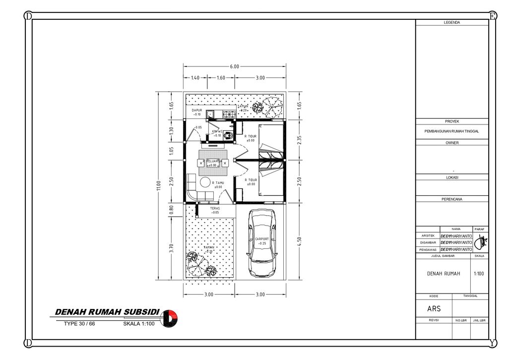 foto denah rumah tipe 30 GHR 4 perumahan GRAND HANDAYANI RESIDENCE 4 (GHR 4)