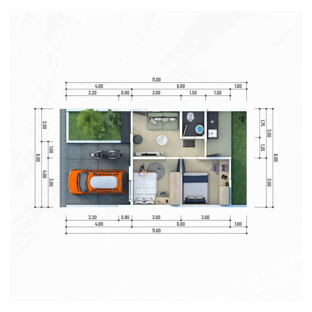 foto denah rumah tipe 36/66 perumahan KOTA BALE AGUNG TAHAP 2