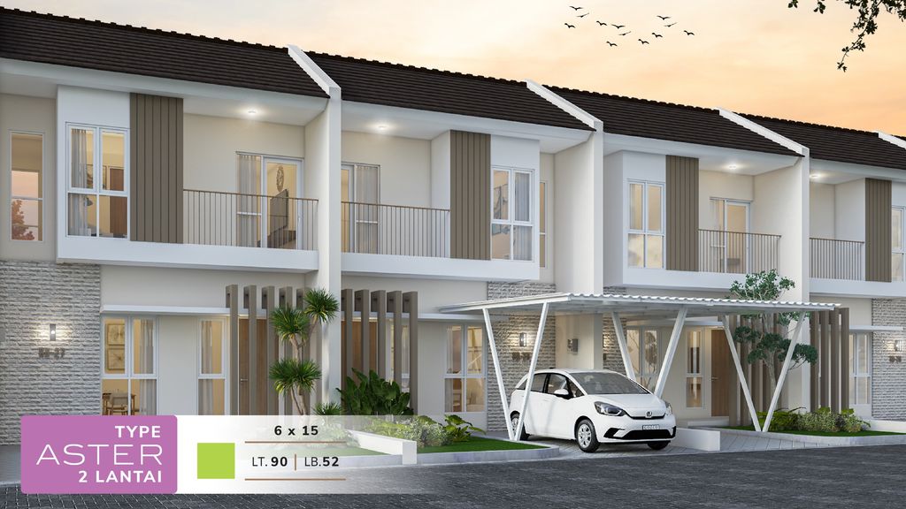 foto tampak rumah tipe ASTER LT 2, 6 X 15 perumahan THE CEMANDI