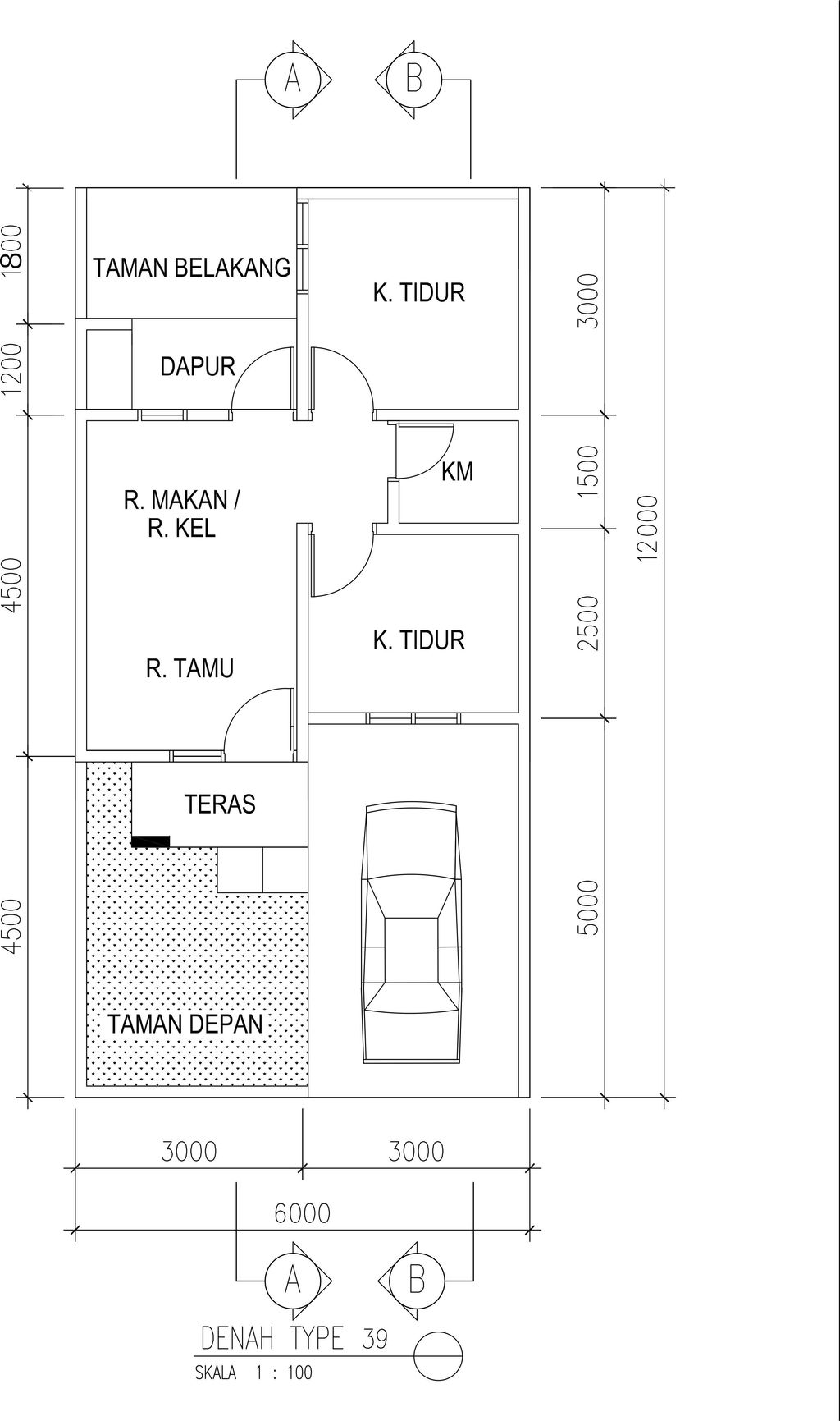 foto denah rumah tipe 39 perumahan Pesona Sawangan Residence