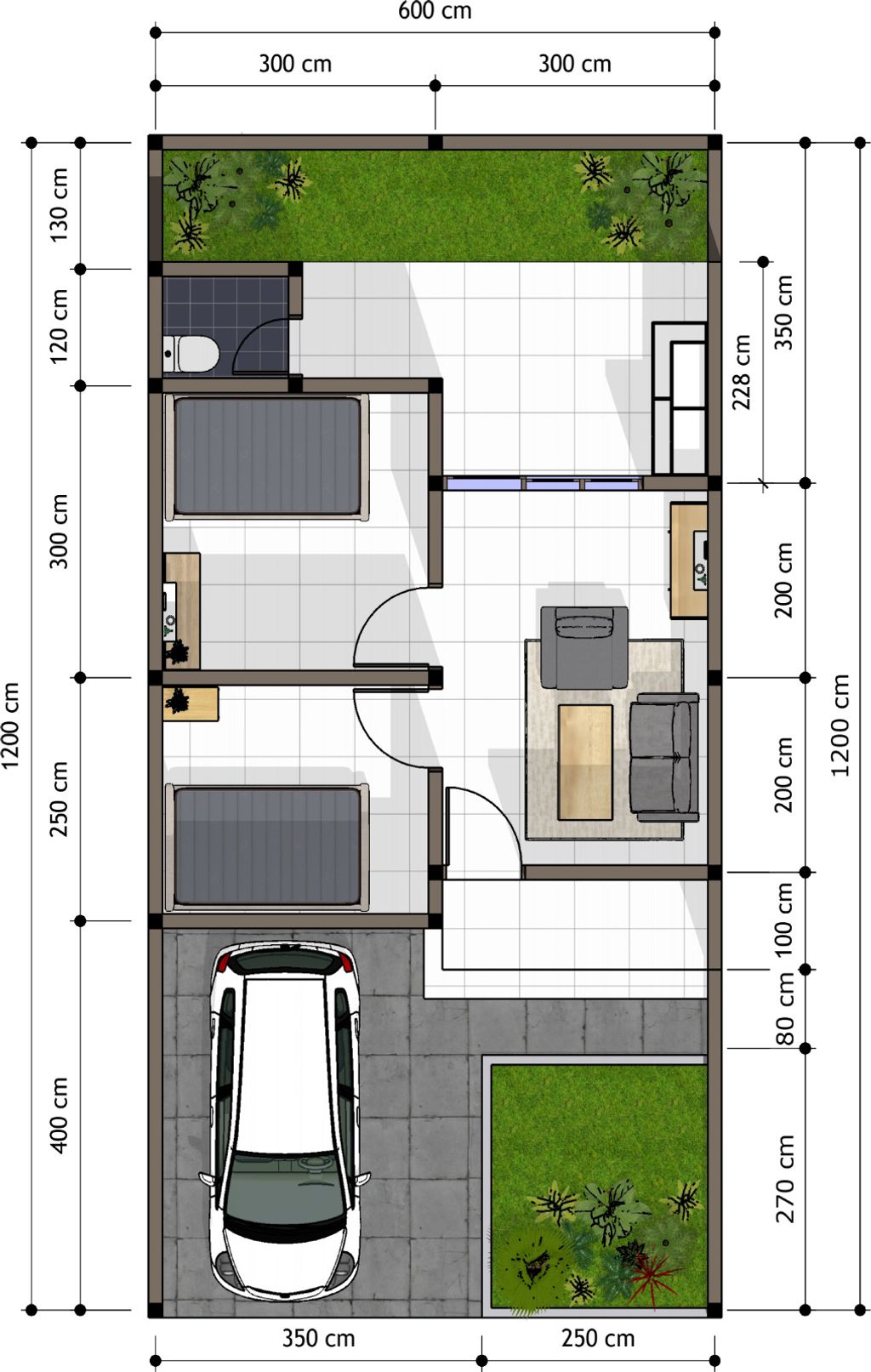 foto denah rumah tipe 36 perumahan GREEN LAND PALOPO