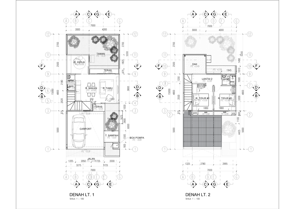 foto denah rumah tipe Marbella Hook perumahan Cluster Kahuripan Veranda