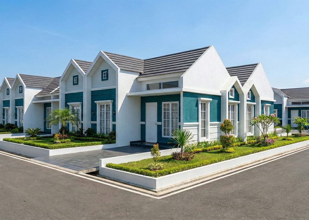 foto tampak rumah tipe LIVANA HOOK T.36/90 perumahan Grand Cikarang City 2 (GCC 2)