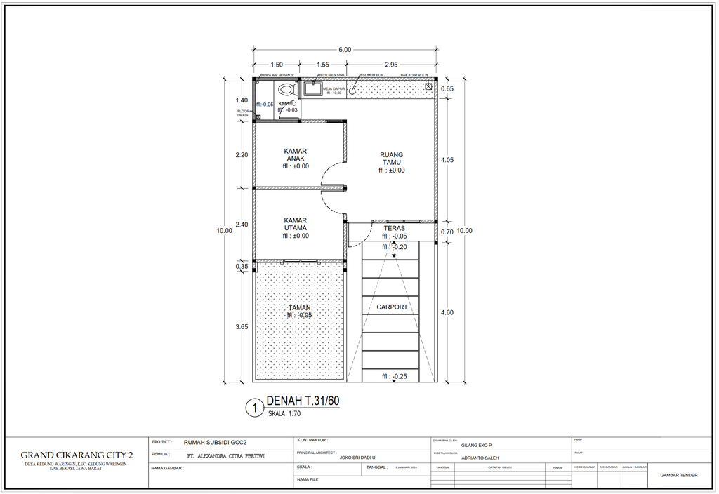foto denah rumah tipe LIVANA T.31/60 perumahan Grand Cikarang City 2 (GCC 2)