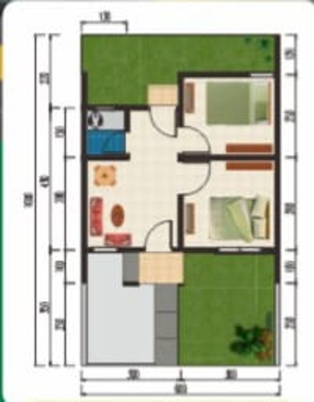 foto denah rumah tipe 30/60 perumahan Green Lake Side