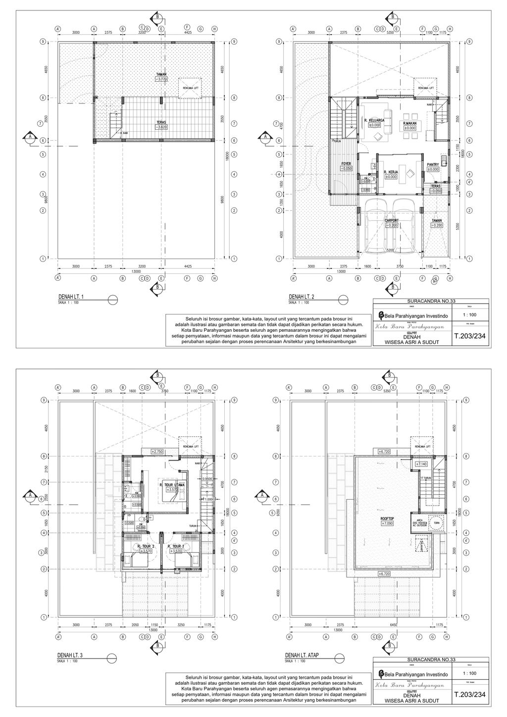 foto denah rumah tipe SURACANDRA 203/234 4.9 perumahan Tatar Surawisesa KBP