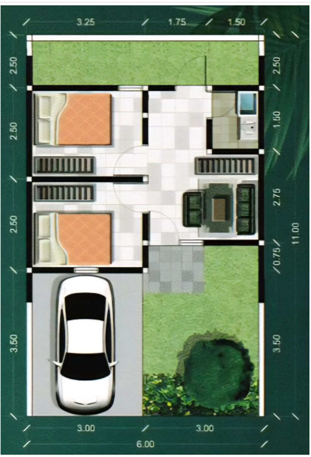 foto denah rumah tipe 30/66 perumahan Bangil Kota Baru Extend