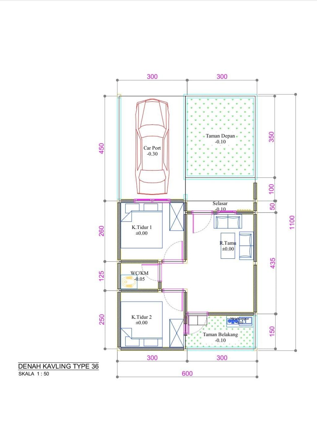 foto denah rumah tipe 36/66 perumahan De Panorama Residence 2 Tahap 2