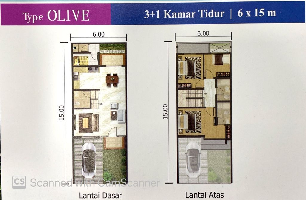 foto denah rumah tipe OLIVE HOEK perumahan CONCERTO BEACH & ORCHESTRA BEACH - GOLF ISLAND