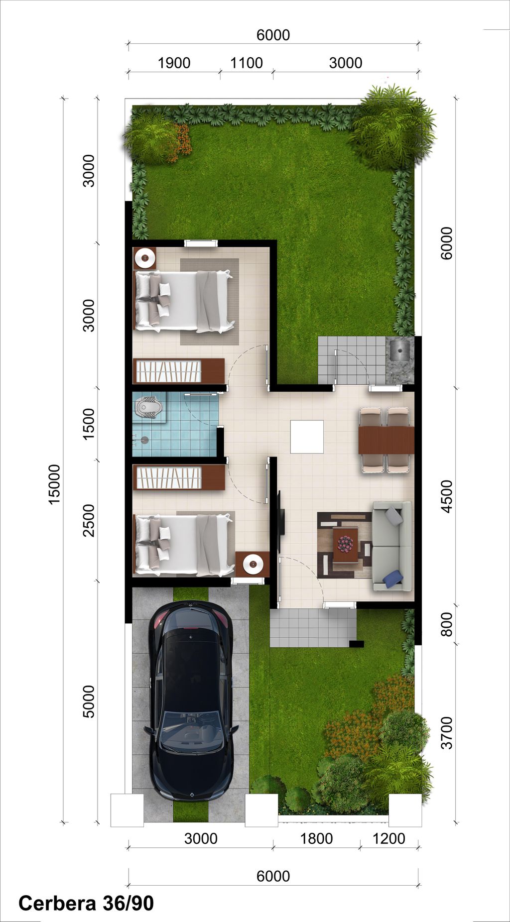 foto denah rumah tipe Cerbera 3G perumahan CitraIndah City