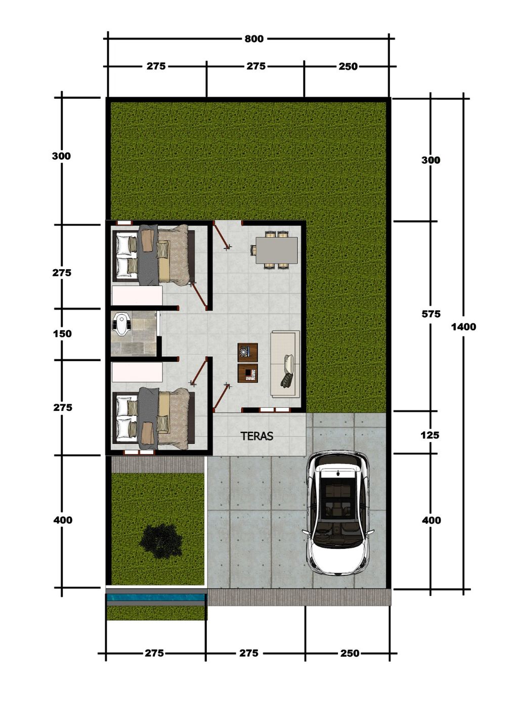 foto denah rumah tipe 36 2026 perumahan TAWANG ALUN 8