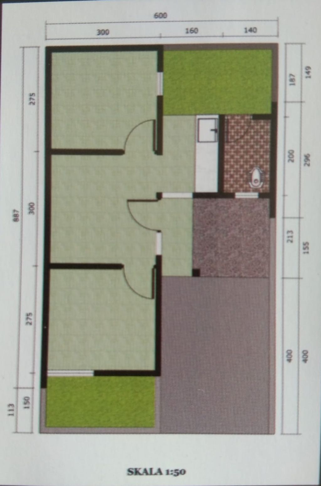 foto denah rumah tipe 33/60 perumahan PERUMAHAN GRIYA PASOPATI REGENCY