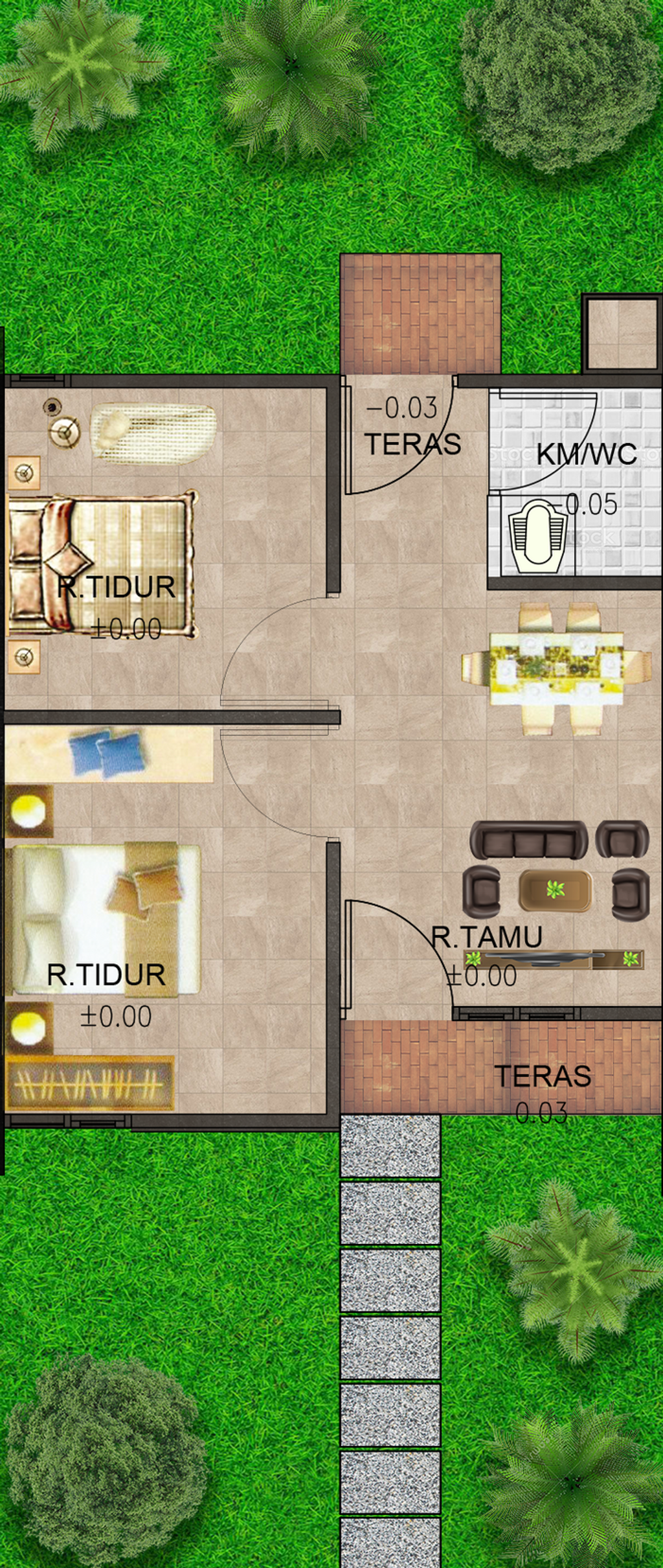 foto denah rumah tipe 27/61 (185.000.000) (Subsidi) (Tanah Grepes) perumahan GRAND ANANDARA RESIDENCE