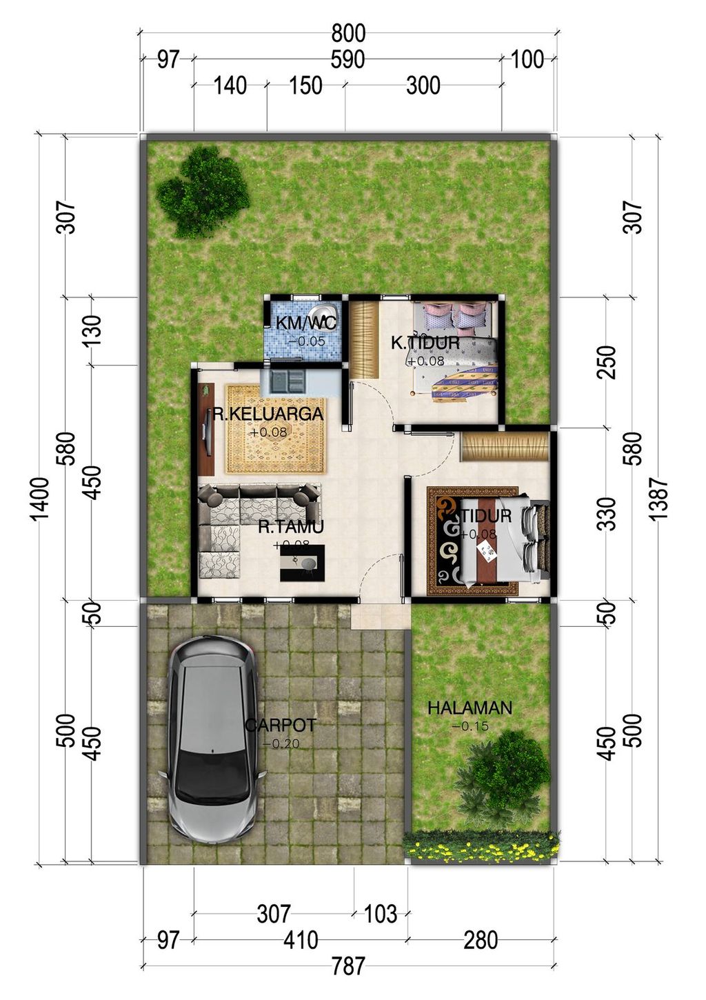 foto denah rumah tipe 36 perumahan CIBRIA TOWN HOUSE