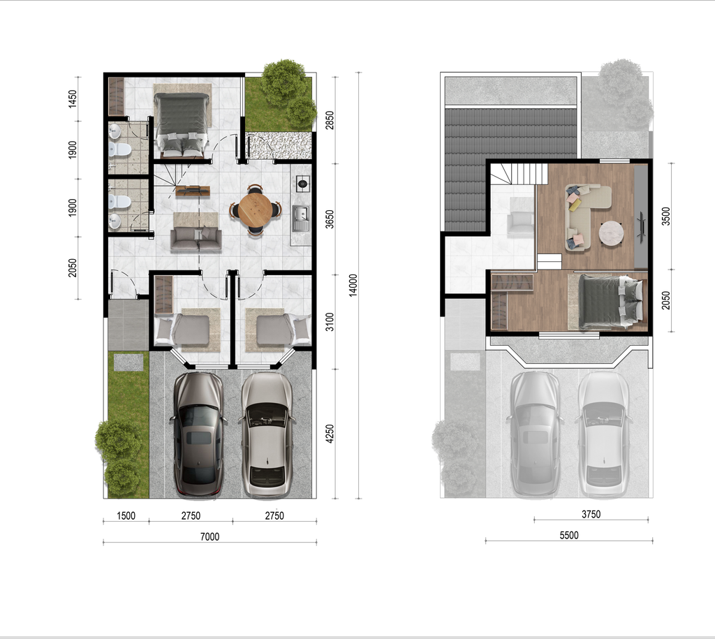 foto denah rumah tipe 80 (RTD 3) perumahan Ville Park Residenza