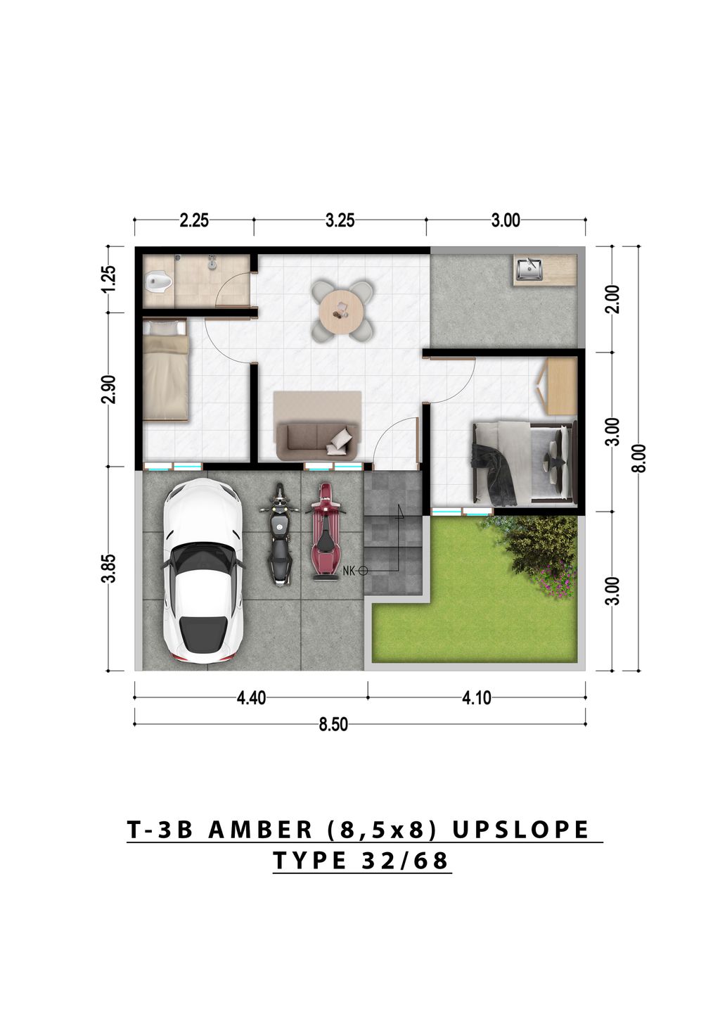 foto denah rumah tipe 32/68 AMBER 260.479.920 perumahan PERMATA PURI HARMONI 2 TAHAP 3