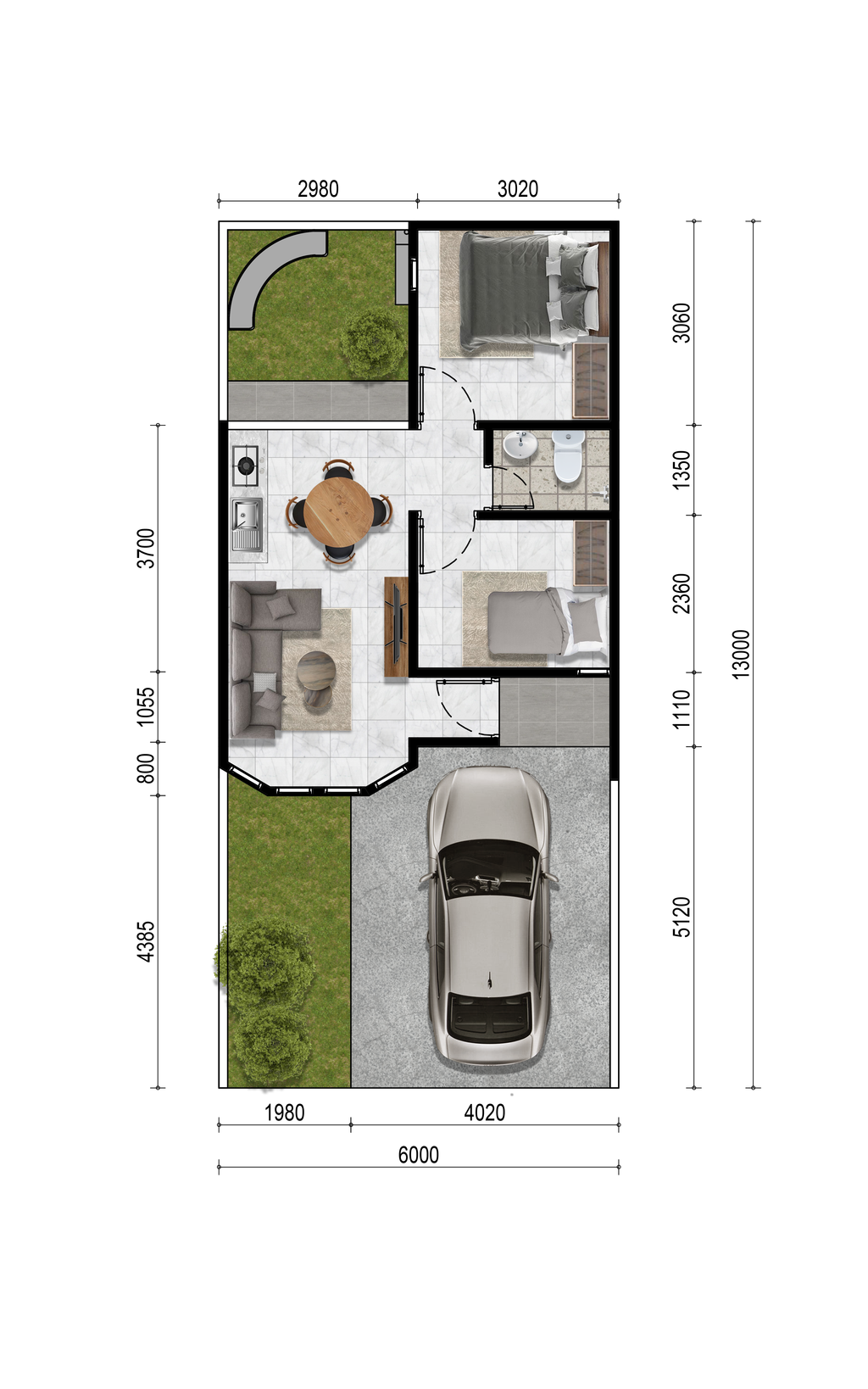 foto denah rumah tipe 40 (RTD 3) perumahan Ville Park Residenza