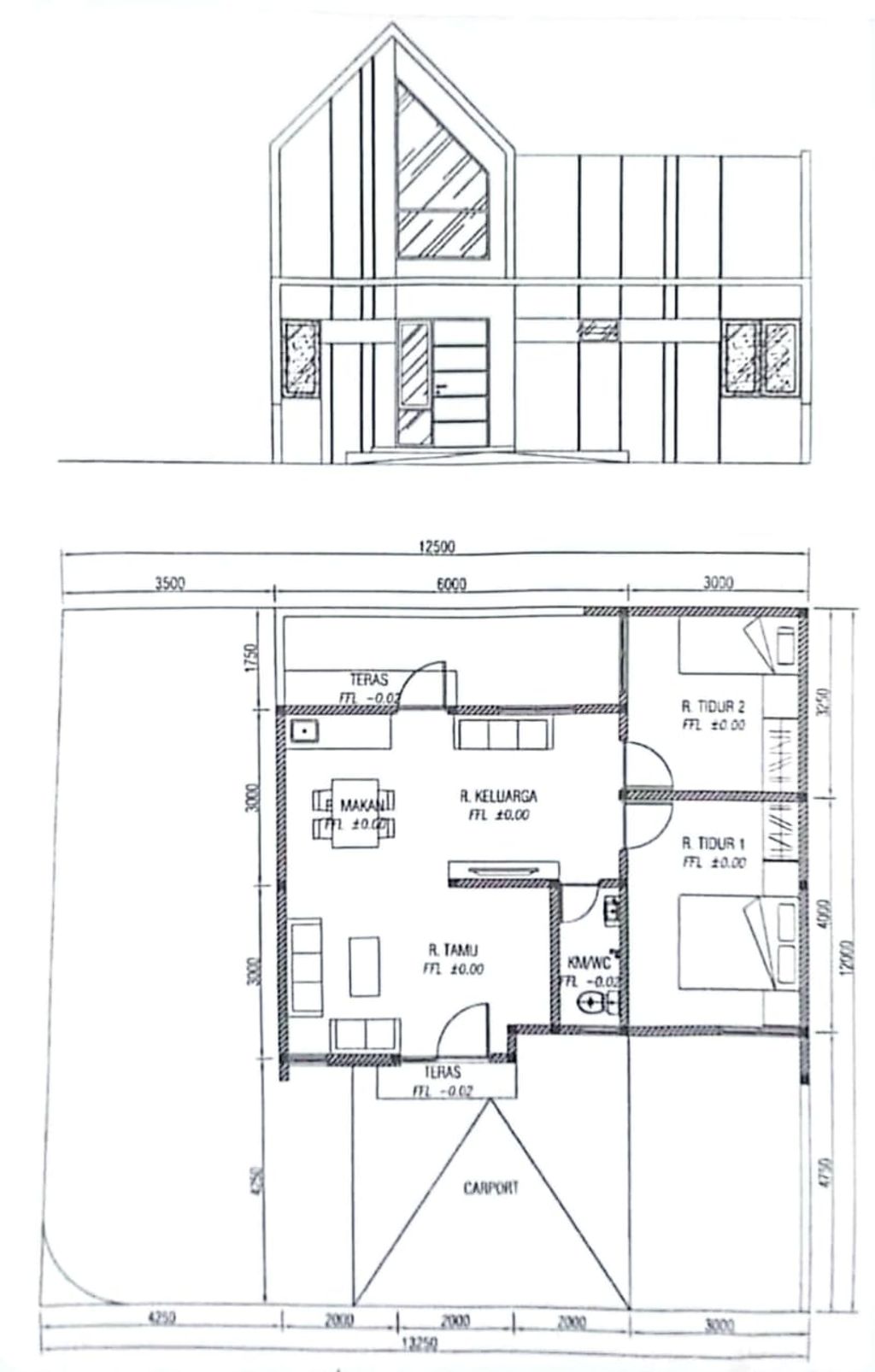 foto denah rumah tipe 36/87 JJ-16 perumahan KEBONSARI MANSION