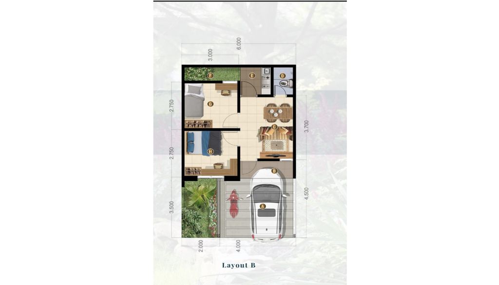 foto denah rumah tipe PADMA 33/60 (NOV 25) perumahan Cluster Sriwijaya - Darmawangsa Residence Bekasi