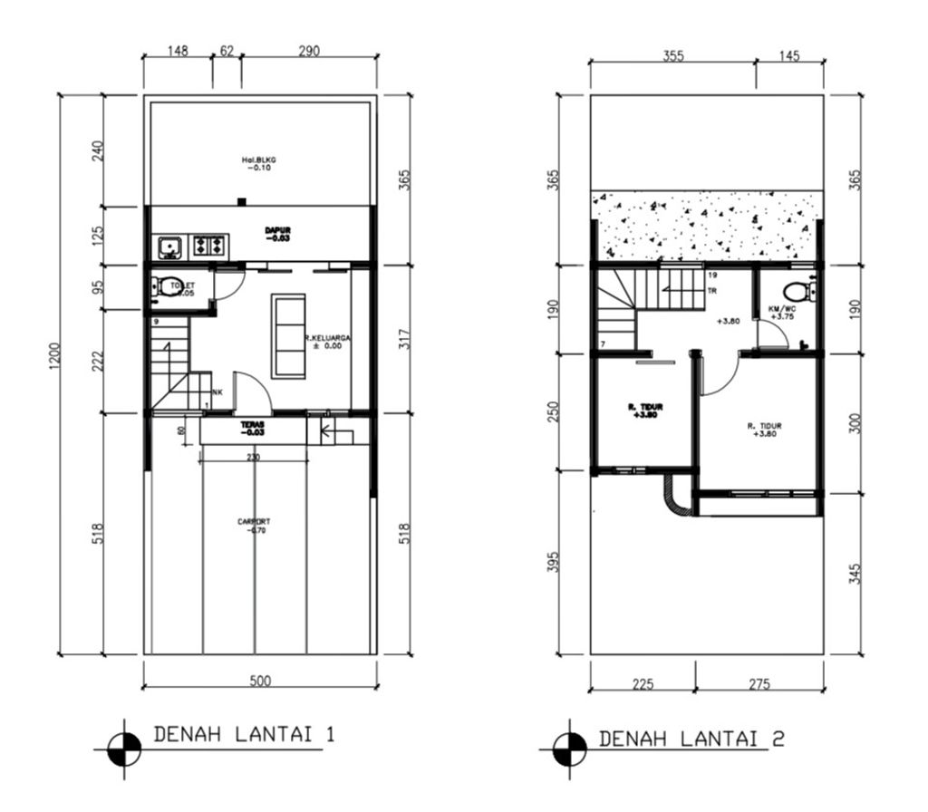 foto denah rumah tipe 40 Compact 2 Kamar HC (474) perumahan G-Land Ciwastra Park 2
